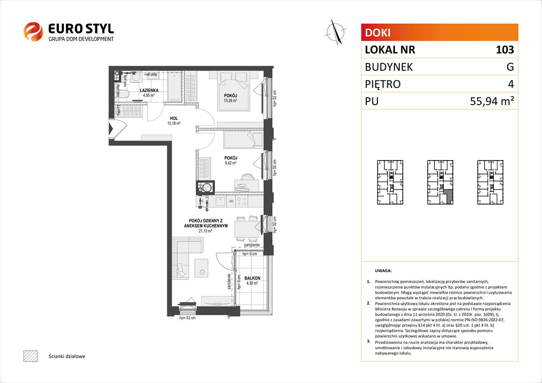 Nowe mieszkanie trzypokojowe DOKI LIVING Gdańsk, Śródmieście, ks. Jerzego Popiełuszki/Rybaki Górne  56m2 Foto 1