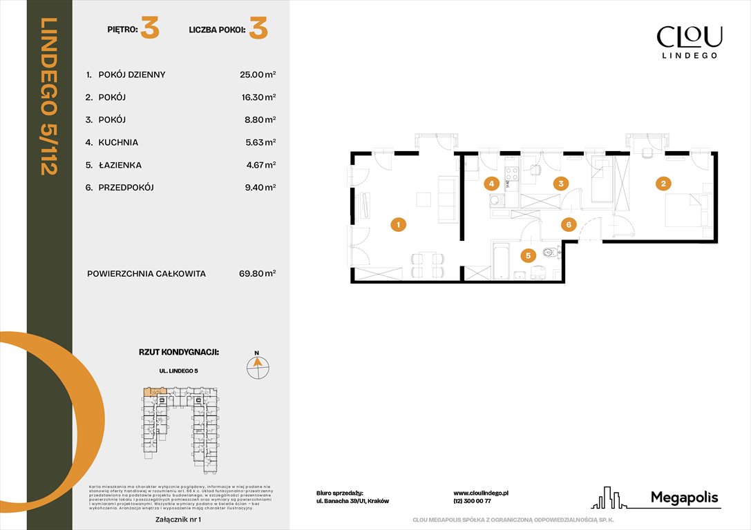 Nowe mieszkanie trzypokojowe Clou Lindego Kraków, Lindego 5  70m2 Foto 1