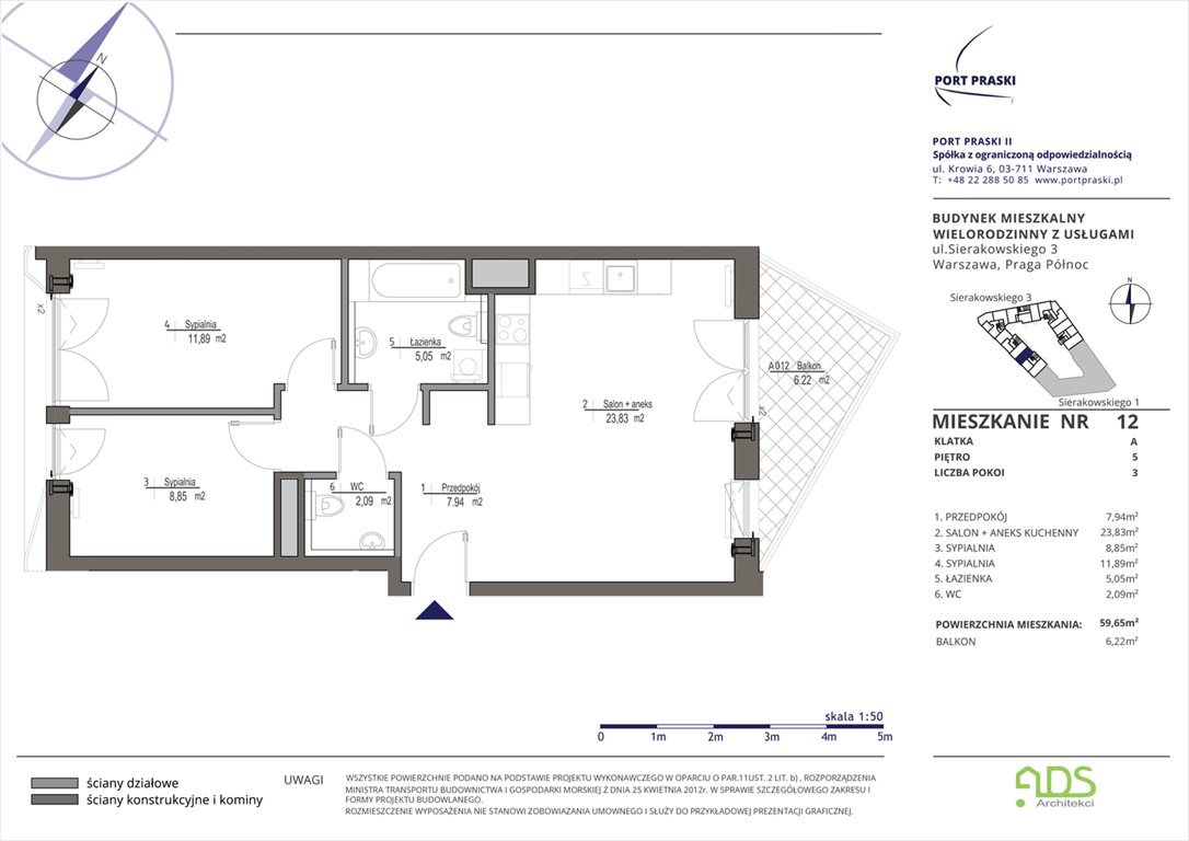 Nowe mieszkanie trzypokojowe Sierakowskiego 1 i 3 Warszawa, Praga - Północ, Sierakowskiego 1-3  60m2 Foto 1