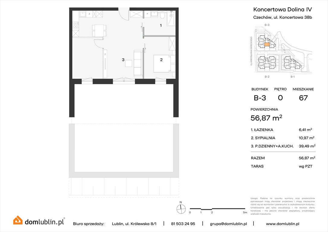 Nowe mieszkanie trzypokojowe Koncertowa Dolina Lublin, Choiny, Koncertowa  57m2 Foto 1