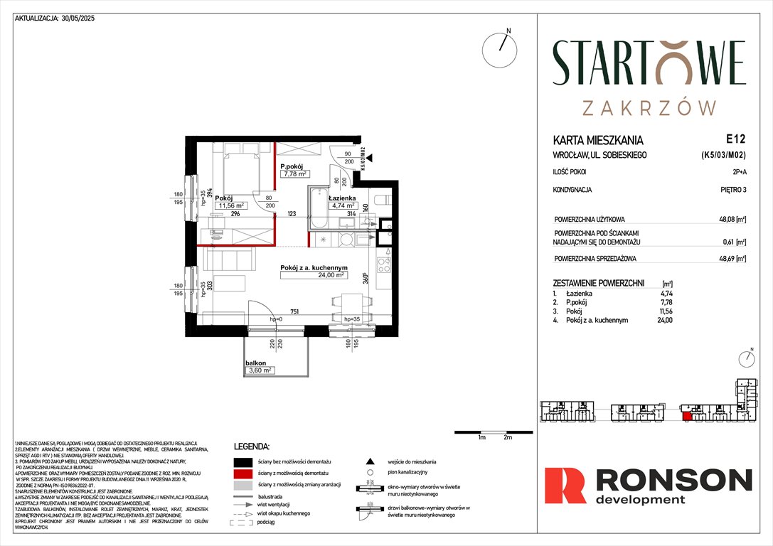 Nowe mieszkanie dwupokojowe Osiedle Startowe Wrocław, Psie Pole, Zatorska, róg Sobieskiego  49m2 Foto 1
