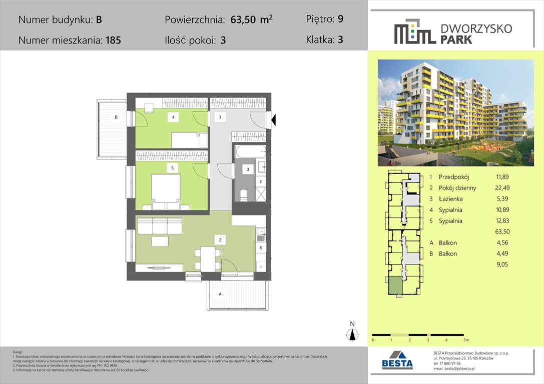 Nowe mieszkanie trzypokojowe Dworzysko Park Rzeszów, Przybyszówka, Dworzysko  64m2 Foto 1