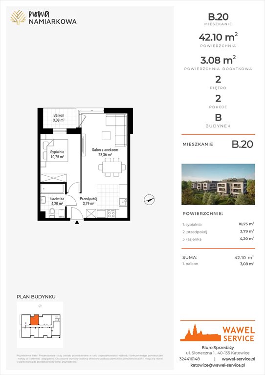 mieszkanie na sprzedaż 42m2 mieszkanie Będzin, Gzichów, Namiarkowa 15F