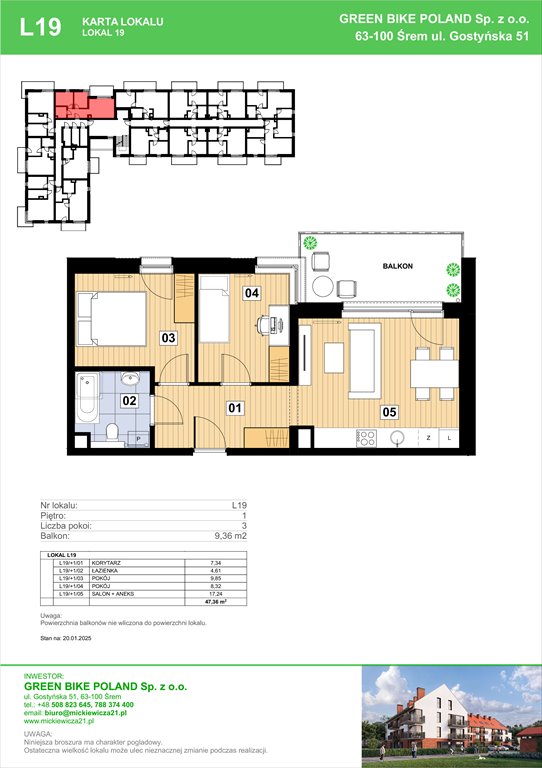 Nowe mieszkanie trzypokojowe Mickiewicza 21 Residence  Śrem, Mickiewicza 21C  47m2 Foto 1