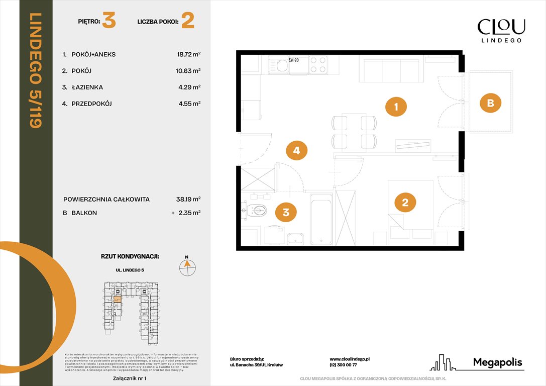 Nowe mieszkanie dwupokojowe Clou Lindego Kraków, Lindego 5  38m2 Foto 1