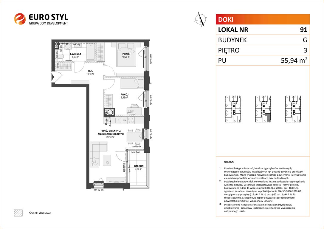 Nowe mieszkanie trzypokojowe DOKI LIVING Gdańsk, Śródmieście, ks. Jerzego Popiełuszki/Rybaki Górne  56m2 Foto 1