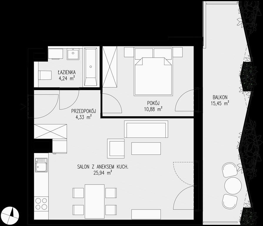 mieszkanie na sprzedaż 45m2 mieszkanie Katowice, Bogucice - Dąbrówka Mała, Wiertnicza 32