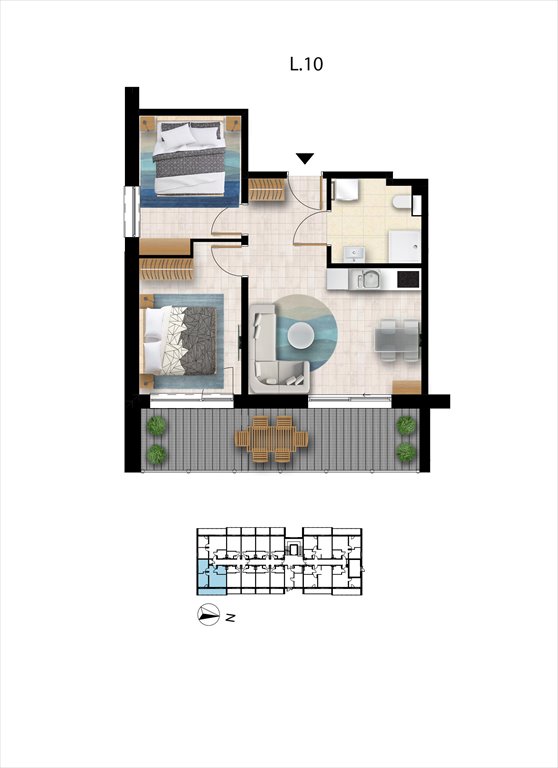 Nowe mieszkanie trzypokojowe Sunset Resort Grzybowo, Nadmorska 98 -106  48m2 Foto 1