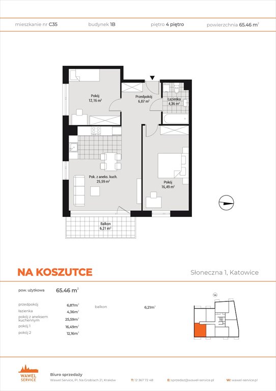 mieszkanie na sprzedaż 65m2 mieszkanie Katowice, Wełnowiec, Słoneczna 1