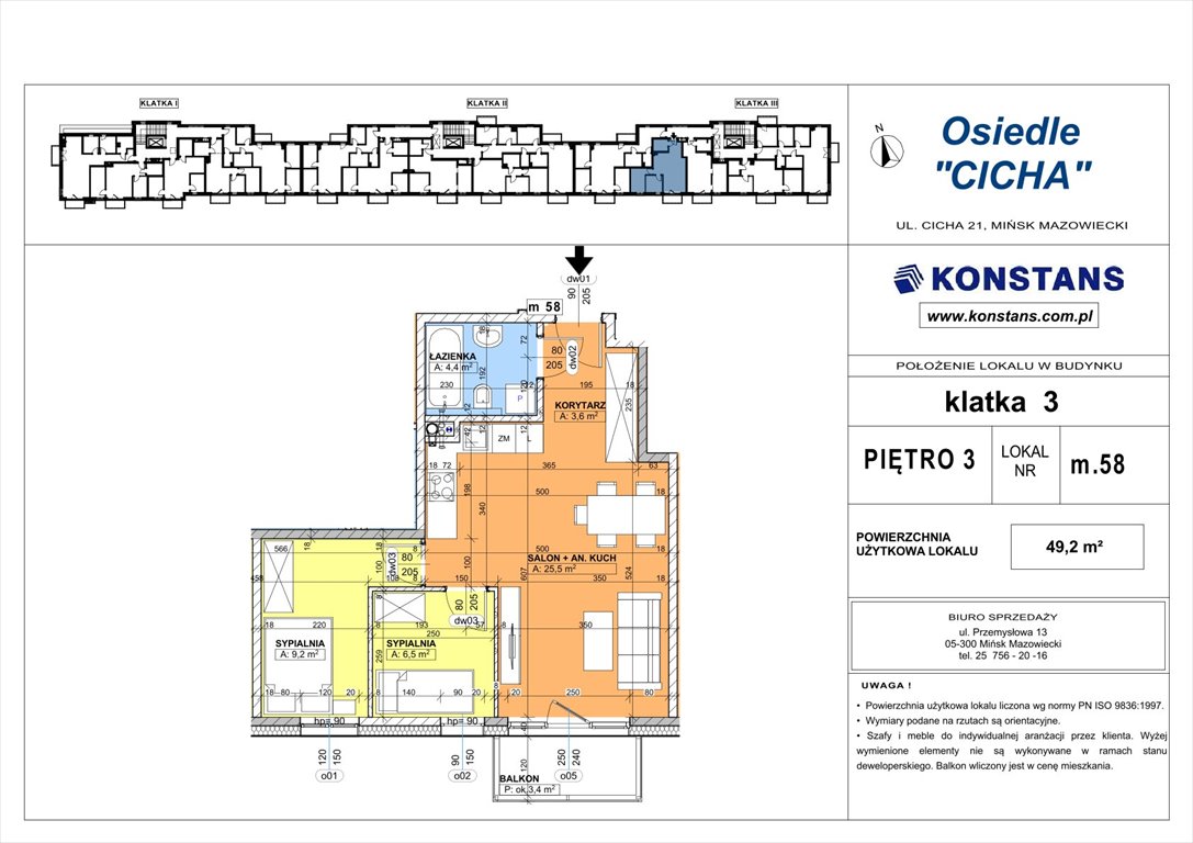 Nowe mieszkanie trzypokojowe Cicha 21 Mińsk Mazowiecki, Cicha 12  49m2 Foto 1