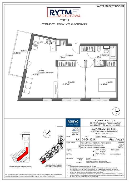 Nowe mieszkanie trzypokojowe Rytm Mokotowa Warszawa, Mokotów, Antoniewska  63m2 Foto 1