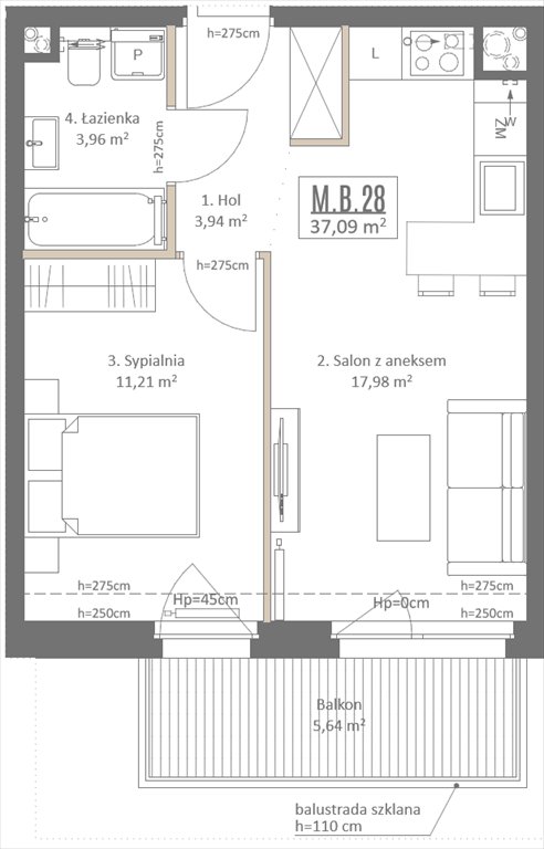 Nowe mieszkanie dwupokojowe Botanika Gdańsk, Osowa, Izydy  37m2 Foto 1