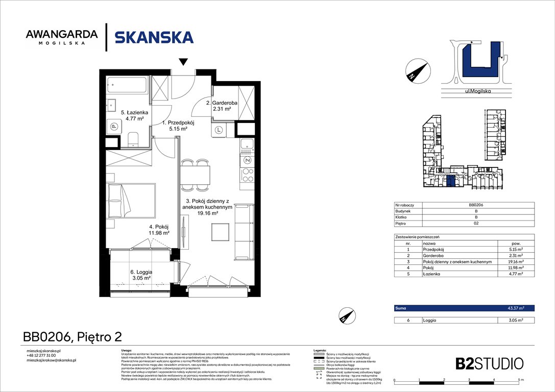 Nowe mieszkanie dwupokojowe Awangarda Mogilska Kraków, Prądnik Czerwony, Mogilska 126  43m2 Foto 1