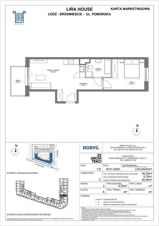 Nowe mieszkanie dwupokojowe Lira House Łódź, Pomorska 108  40m2 Foto 1