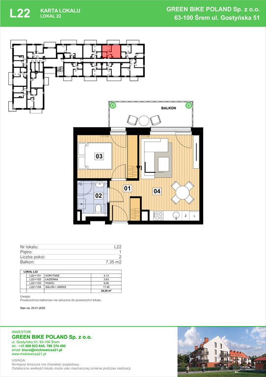 Nowe mieszkanie dwupokojowe Mickiewicza 21 Residence  Śrem, Mickiewicza 21C  34m2 Foto 1