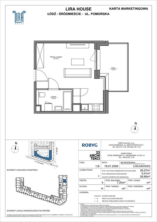 Nowa kawalerka Lira House Łódź, Pomorska 108  26m2 Foto 1