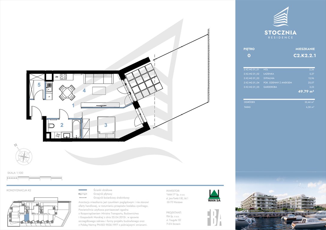 Nowe mieszkanie dwupokojowe Stocznia Residence Radziwie, ul. Popłacińska 42  50m2 Foto 1