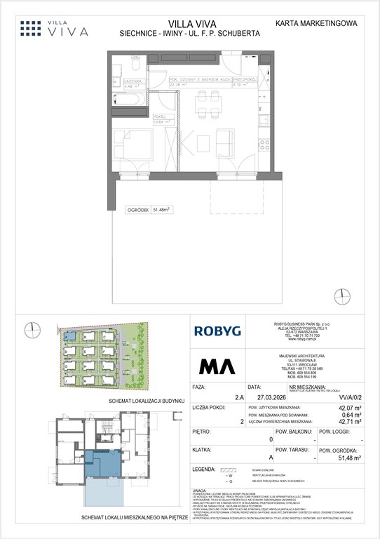 Nowe mieszkanie dwupokojowe VILLA VIVA Wrocław, Iwiny, ul. Franza Petera Schuberta  42m2 Foto 1