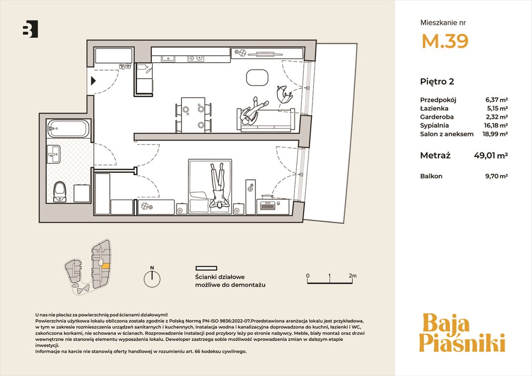 Nowe mieszkanie dwupokojowe Baja Piaśniki Świętochłowice, Piaśniki, ul. Sudecka 10  49m2 Foto 1
