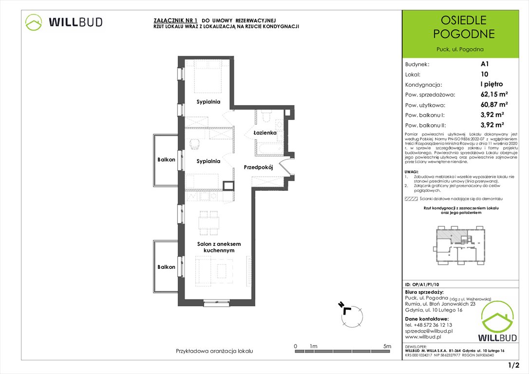 Nowe mieszkanie trzypokojowe Osiedle Pogodne w Pucku Puck, Pogodna  61m2 Foto 1