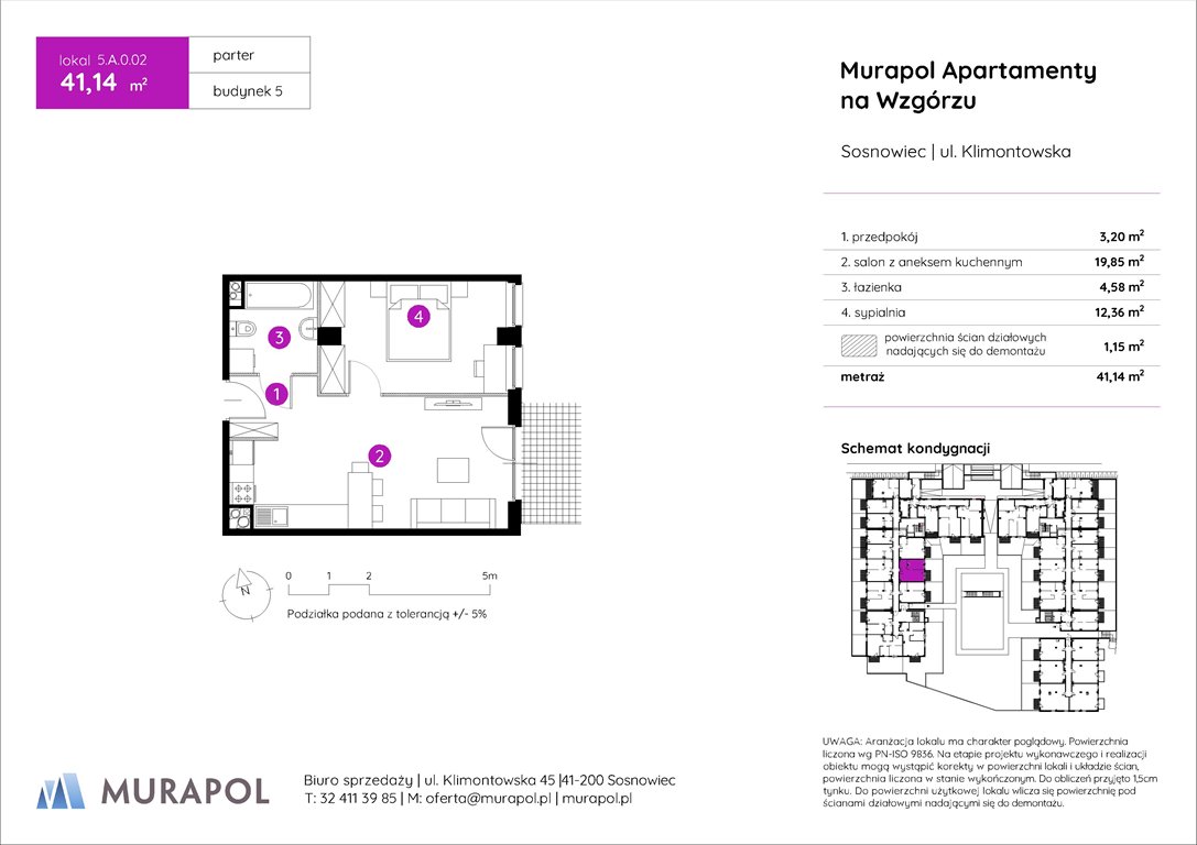 Nowe mieszkanie dwupokojowe Murapol Apartamenty na Wzgórzu Sosnowiec, ul. Klimontowska  41m2 Foto 1