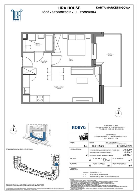 Nowe mieszkanie dwupokojowe Lira House Łódź, Pomorska 108  40m2 Foto 1