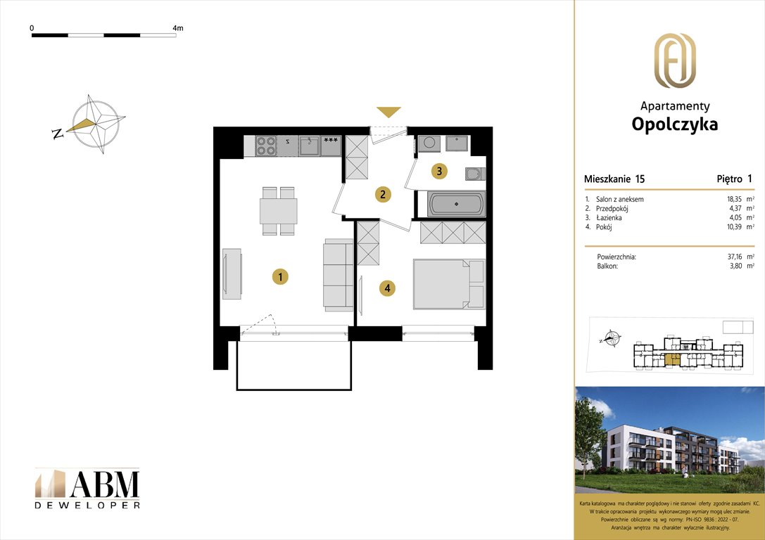 Nowe mieszkanie dwupokojowe APARTAMENTY OPOLCZYKA Łódź, Widzew, Opolczyka 16  37m2 Foto 1