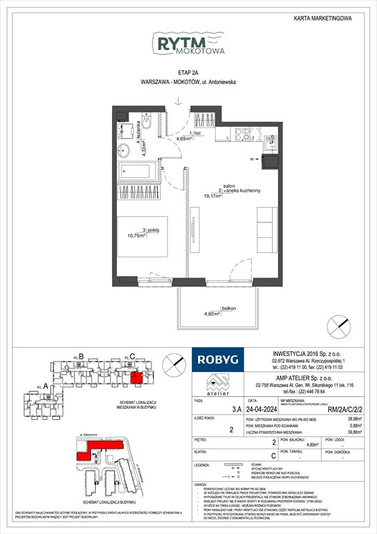 Nowe mieszkanie dwupokojowe Rytm Mokotowa Warszawa, Mokotów, Antoniewska  39m2 Foto 1