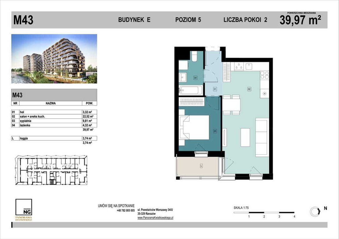 Nowe mieszkanie dwupokojowe PANORAMA KWIATKOWSKIEGO Rzeszów, Kwiatkowskiego  40m2 Foto 1