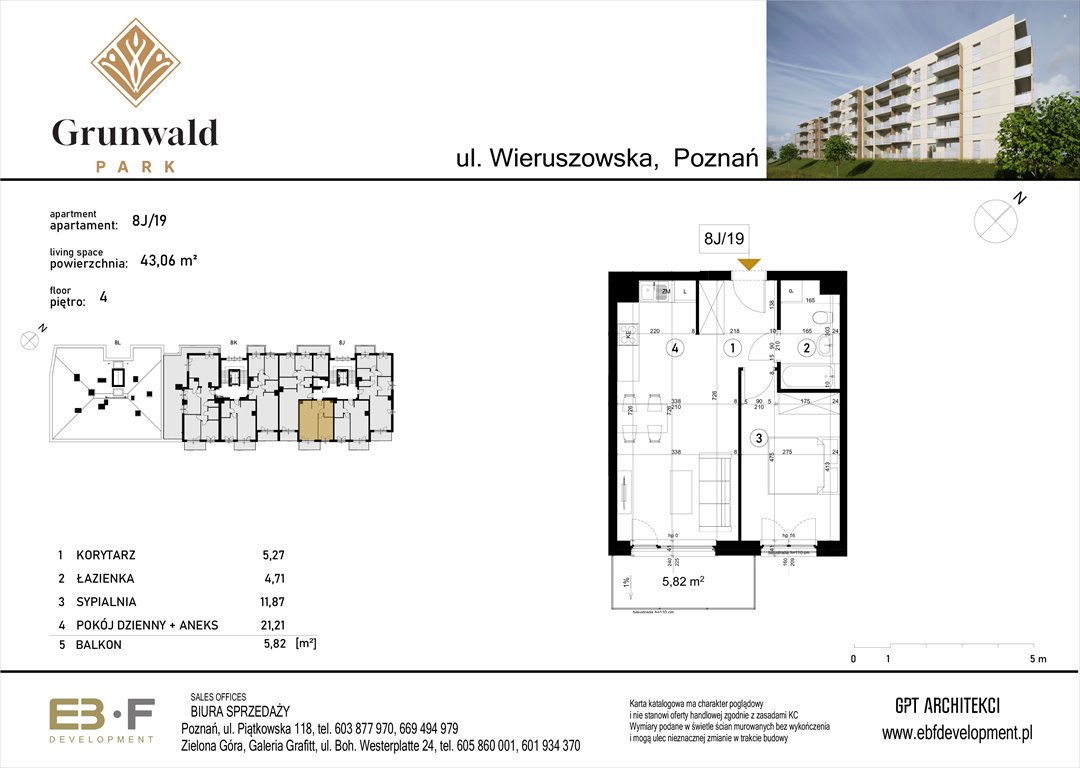 Nowe mieszkanie dwupokojowe Grunwald Park - ul. Wieruszowska 8 Poznań, Grunwald, Wieruszowska 8  43m2 Foto 1