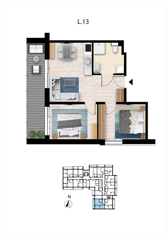Nowe mieszkanie trzypokojowe Sunset Resort Grzybowo, Nadmorska 98 -106  49m2 Foto 1