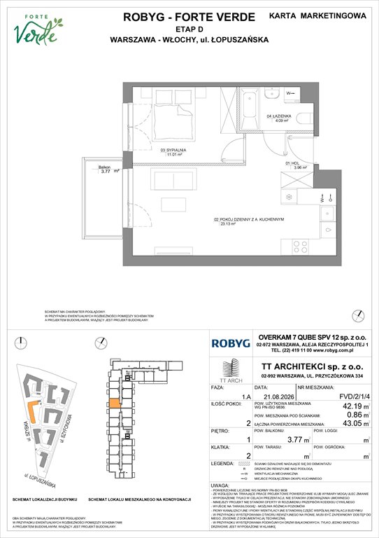Nowe mieszkanie dwupokojowe Forte Verde Warszawa, Włochy, Łopuszańska 28  42m2 Foto 1
