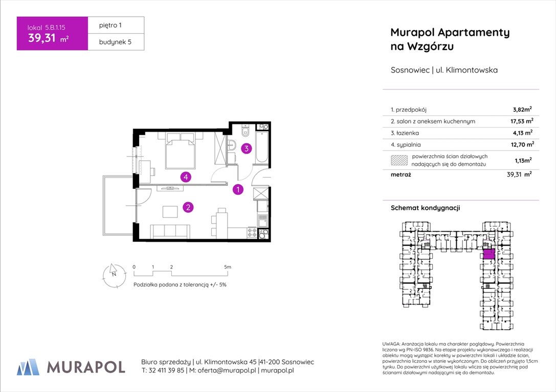 Nowe mieszkanie dwupokojowe Murapol Apartamenty na Wzgórzu Sosnowiec, ul. Klimontowska  39m2 Foto 1