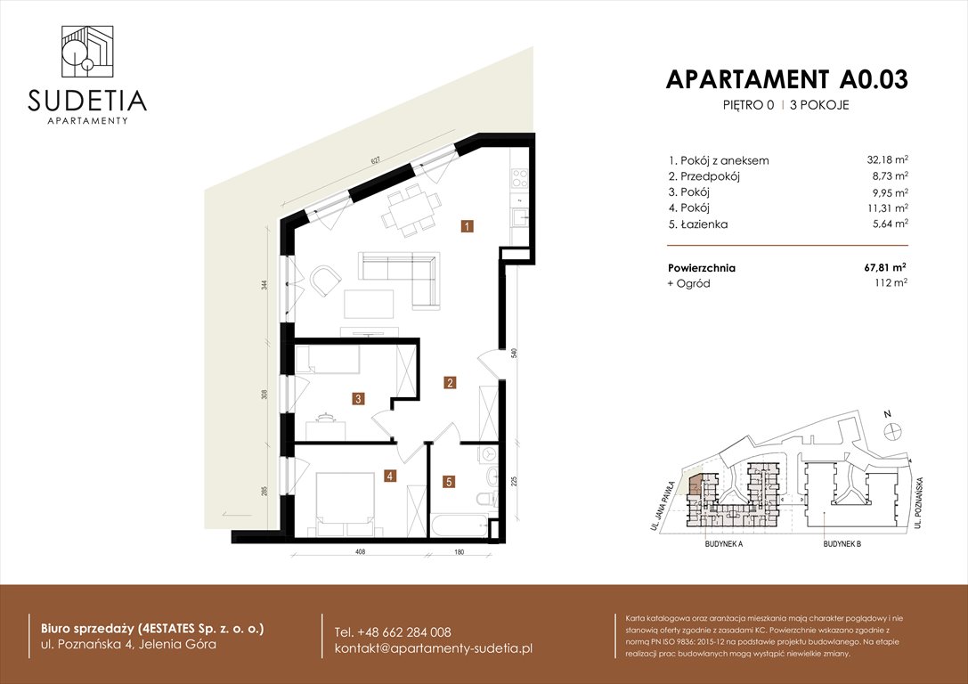 Nowe mieszkanie trzypokojowe APARTAMENTY SUDETIA Jelenia Góra, POZNAŃSKA 4  68m2 Foto 1