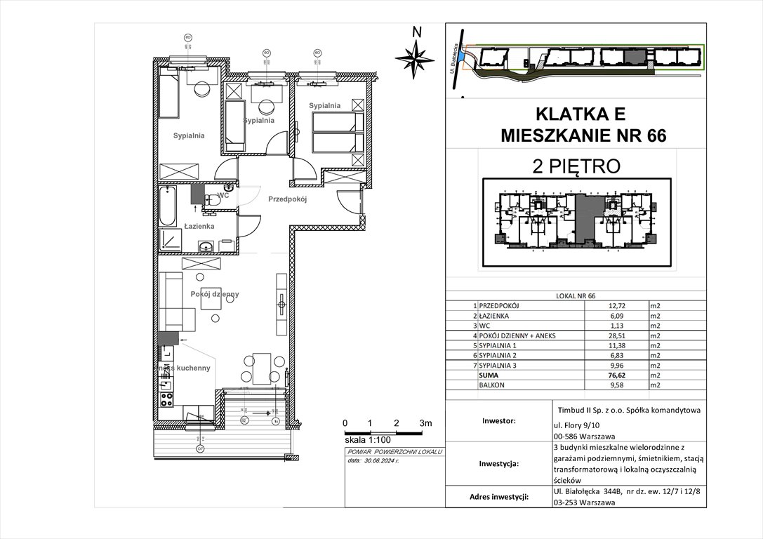 Nowe mieszkanie czteropokojowe  OSIEDLE BIAŁOŁĘCKA 344 Warszawa, Białołęka, Białołęcka 344  77m2 Foto 1