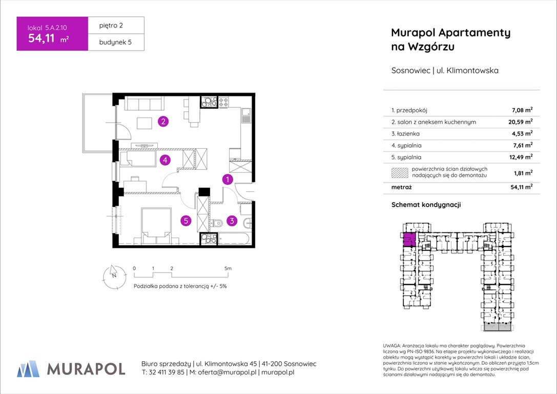 Nowe mieszkanie trzypokojowe Murapol Apartamenty na Wzgórzu Sosnowiec, ul. Klimontowska  54m2 Foto 1