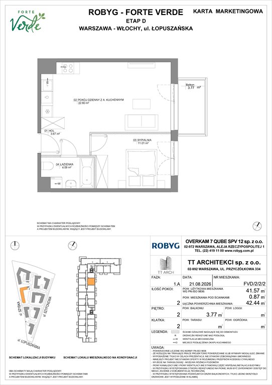 Nowe mieszkanie dwupokojowe Forte Verde Warszawa, Włochy, Łopuszańska 28  42m2 Foto 1