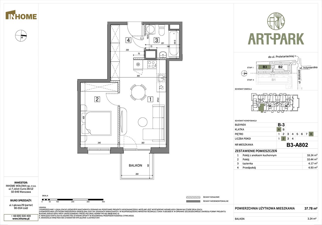 Nowe mieszkanie dwupokojowe ArtPark Łódź, Polesie, Wołowa 4A  38m2 Foto 1