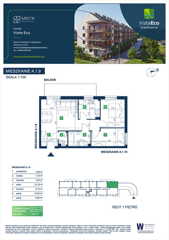 Nowe mieszkanie trzypokojowe Vista Eco  Wrocław, Fabryczna, Stabłowice, Łomnicka  57m2 Foto 1