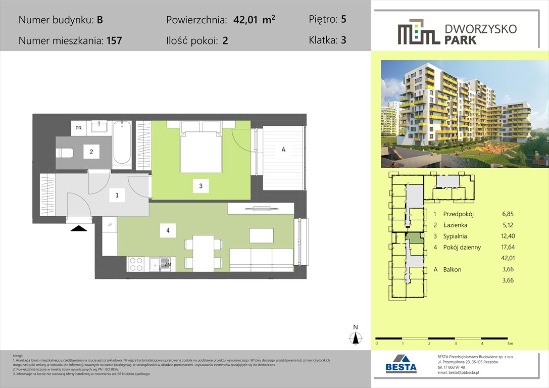 Nowe mieszkanie dwupokojowe Dworzysko Park Rzeszów, Przybyszówka, Dworzysko  42m2 Foto 1