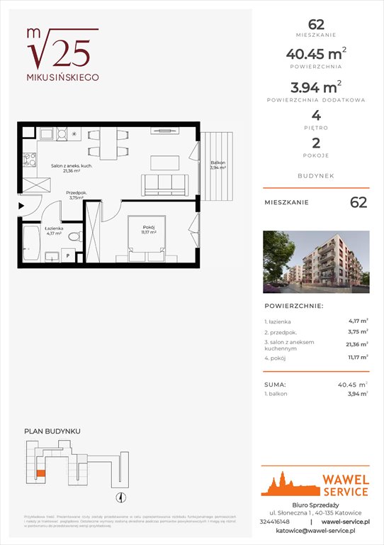 mieszkanie na sprzedaż 40m2 mieszkanie Katowice, Mikusińskiego 25