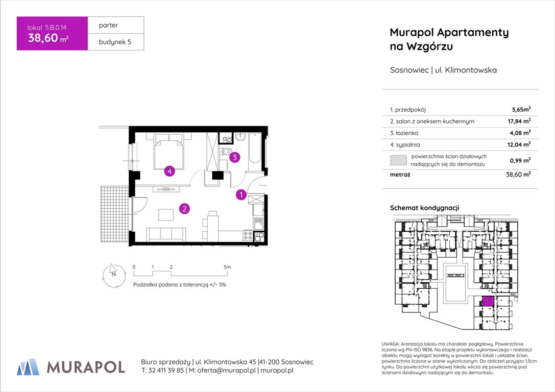 Nowe mieszkanie dwupokojowe Murapol Apartamenty na Wzgórzu Sosnowiec, ul. Klimontowska  39m2 Foto 1