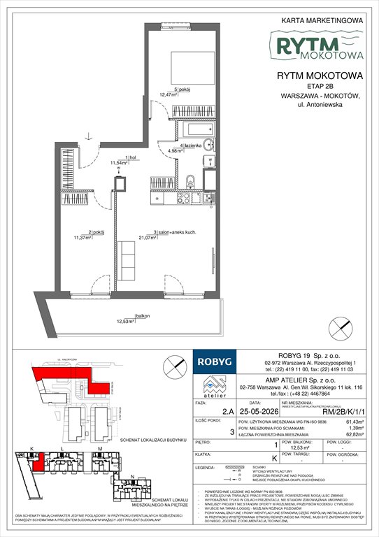 Nowe mieszkanie trzypokojowe Rytm Mokotowa Warszawa, Mokotów, Antoniewska 3B  61m2 Foto 1