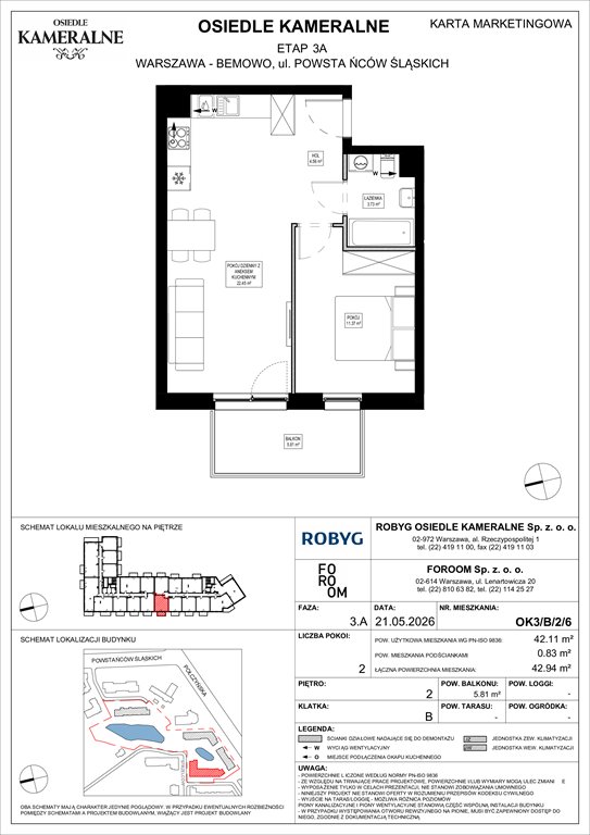 Nowe mieszkanie dwupokojowe Osiedle Kameralne etap 7 Warszawa, Powstańców Śląskich  42m2 Foto 1