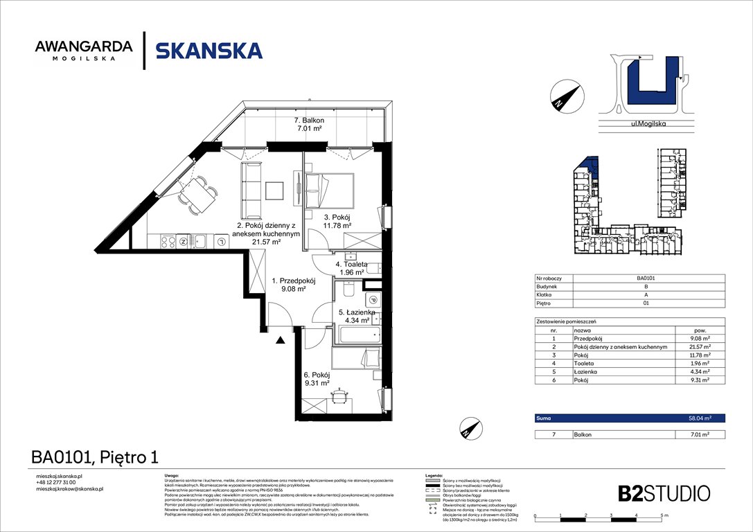 Nowe mieszkanie trzypokojowe Awangarda Mogilska Kraków, Prądnik Czerwony, Mogilska 126  58m2 Foto 1