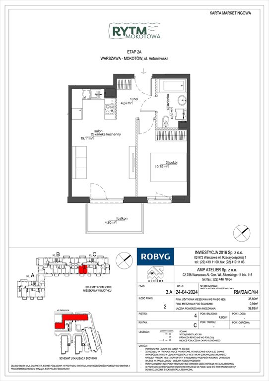 Nowe mieszkanie dwupokojowe Rytm Mokotowa Warszawa, Mokotów, Antoniewska  39m2 Foto 1