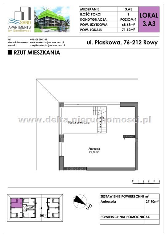 Mieszkanie dwupokojowe na sprzedaż Rowy 69m2 Foto 7