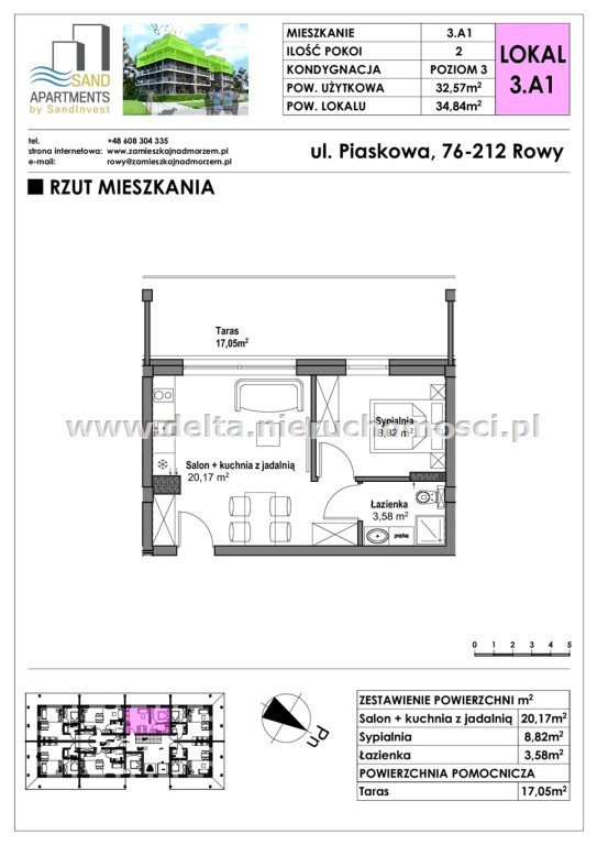 Mieszkanie dwupokojowe na sprzedaż Rowy 33m2 Foto 6
