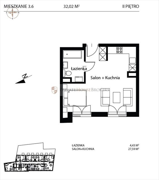 Mieszkanie dwupokojowe na sprzedaż Kraków, Podgórze, Podskale 32m2 Foto 4