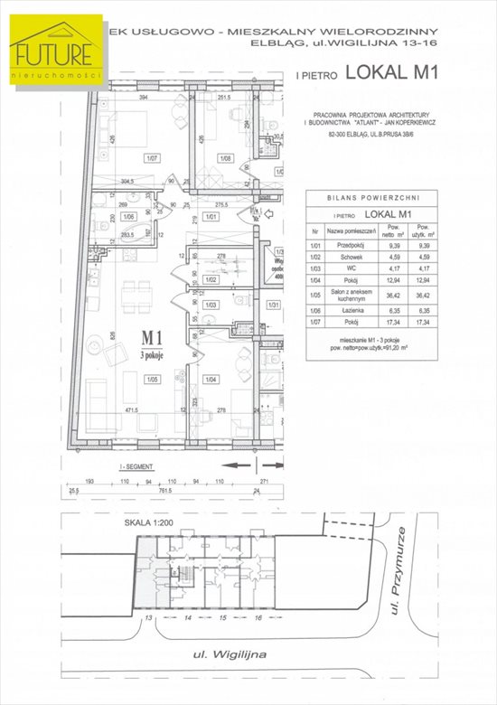 Mieszkanie trzypokojowe na sprzedaż Elbląg, Wigilijna 91m2 Foto 3